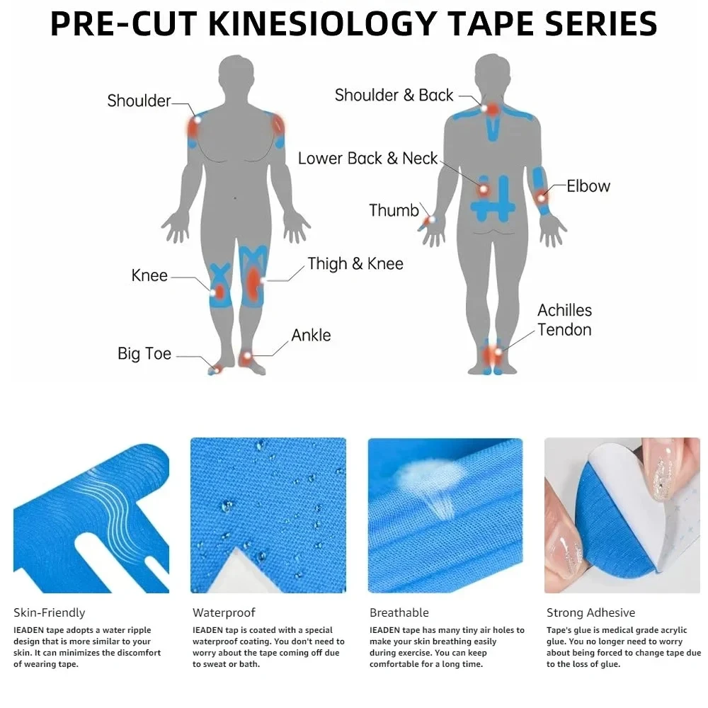 10PCS Precut Kinesiology Tape  - огляд і ціна Kinesiology Tape Sports